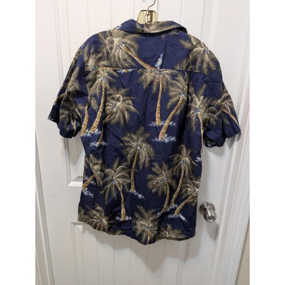 Vintage RJC Palm Trees Beach Hawaiian Blue Short Sleeve Shirt Men's Size L USA - Picture 5 of 9